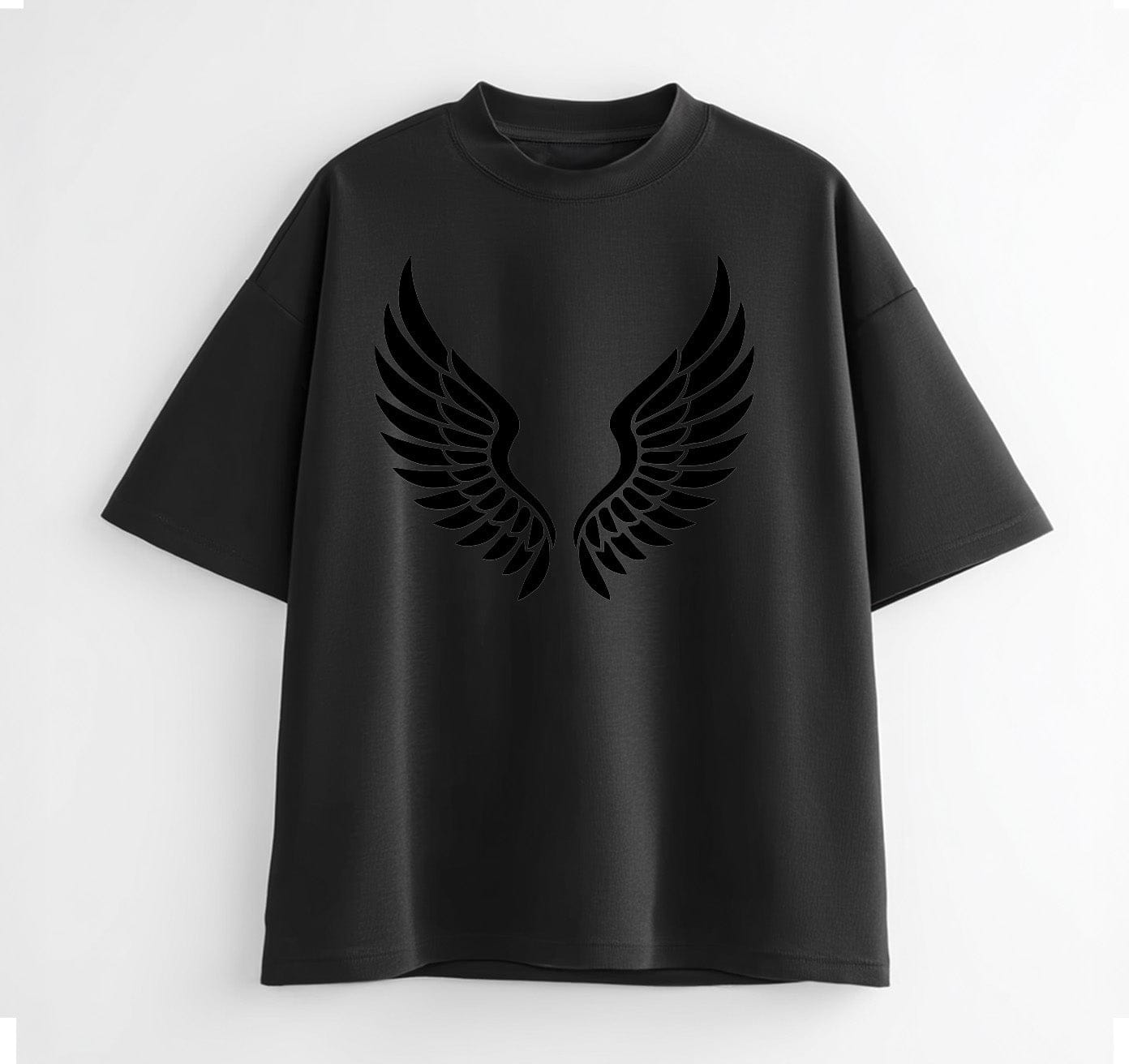 Black / XS Leaf‑Swirl Symbol Anime Oversize T-Shirt