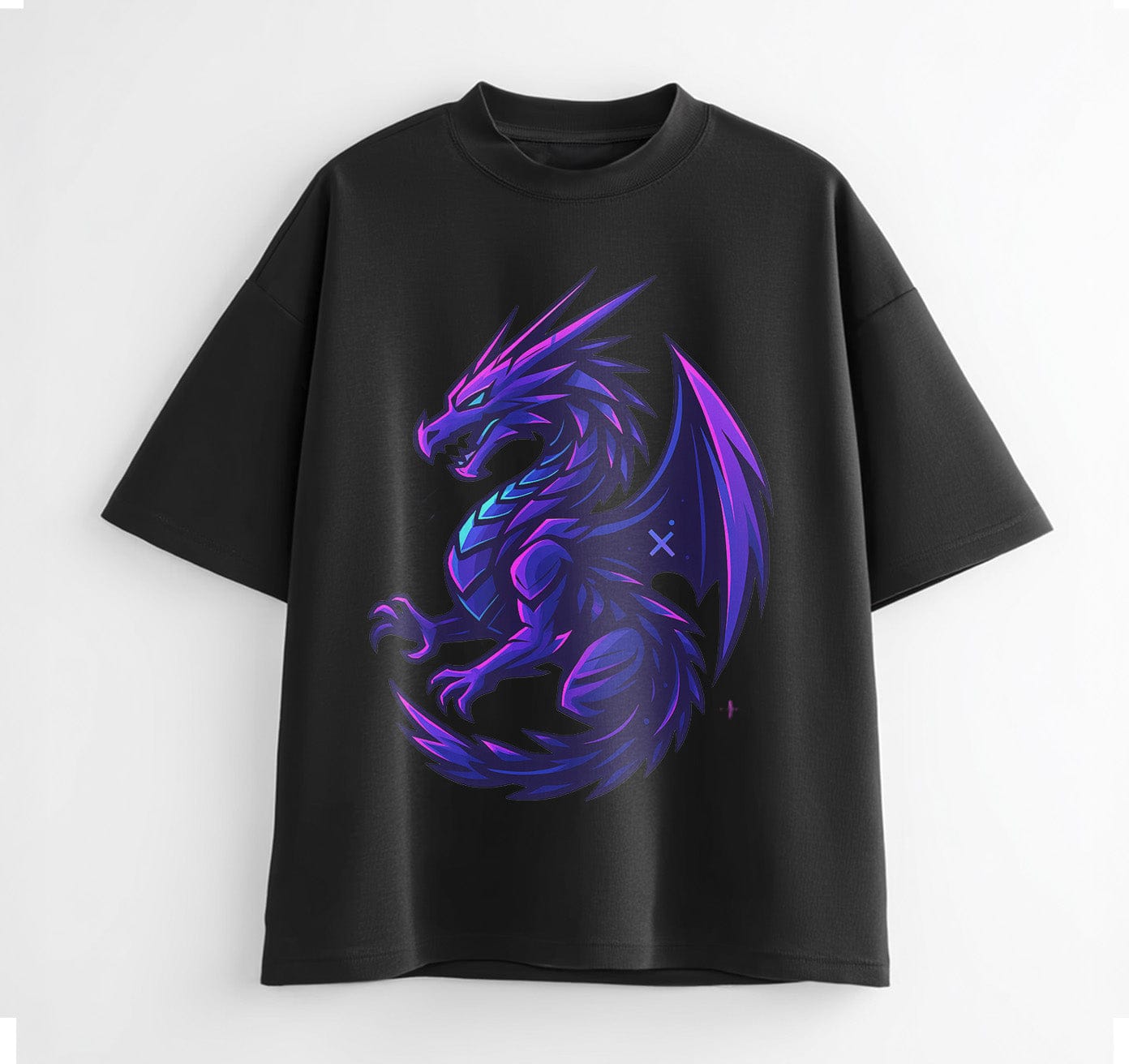 Black / XS Neon Dragon Anime Oversize T-Shirt