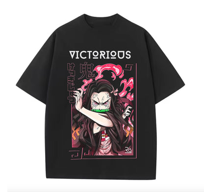 Black / XS Nezuko (Demon Slayer)  Anime Oversize T-Shirt