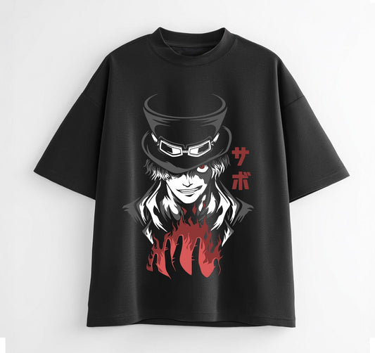 Black / XS Sabo (One Piece) Anime Oversize T-Shirt
