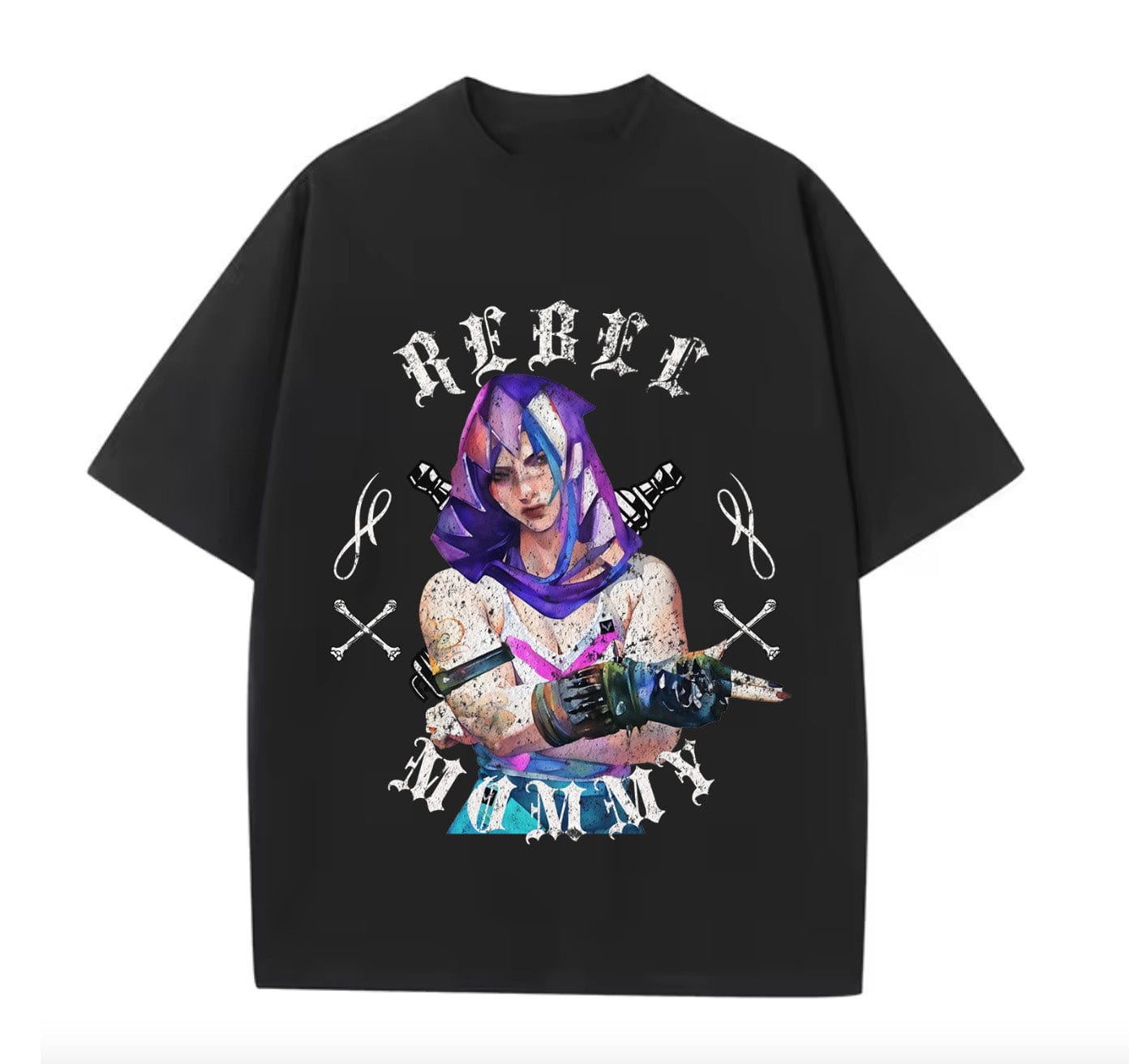 Black / XS VI Rebel Mommy (Arcane) Anime Oversize T-shirt