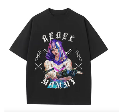 Black / XS VI Rebel Mommy (Arcane) Anime Oversize T-shirt