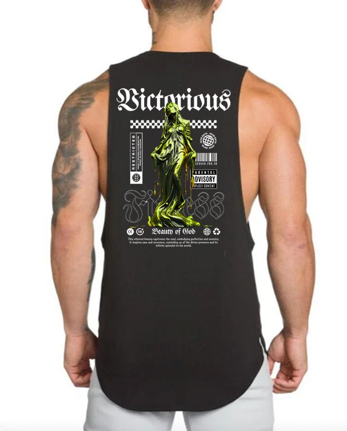 Black / XXL Victorious Beauty of God (High-Nek Gym Tank-Top)