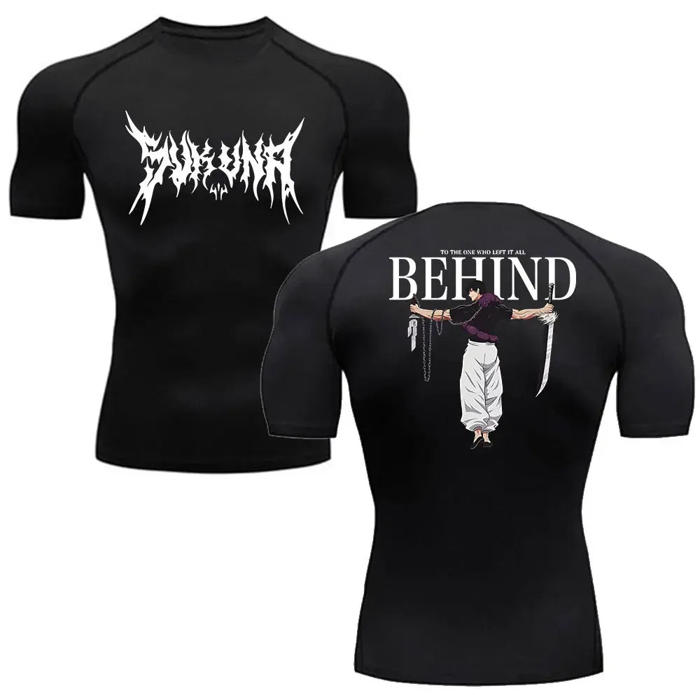 Black1-ZHOUH403C / S Anime Jujutsu Kaisen Compression Shirts /Fitness Gym T-shirt