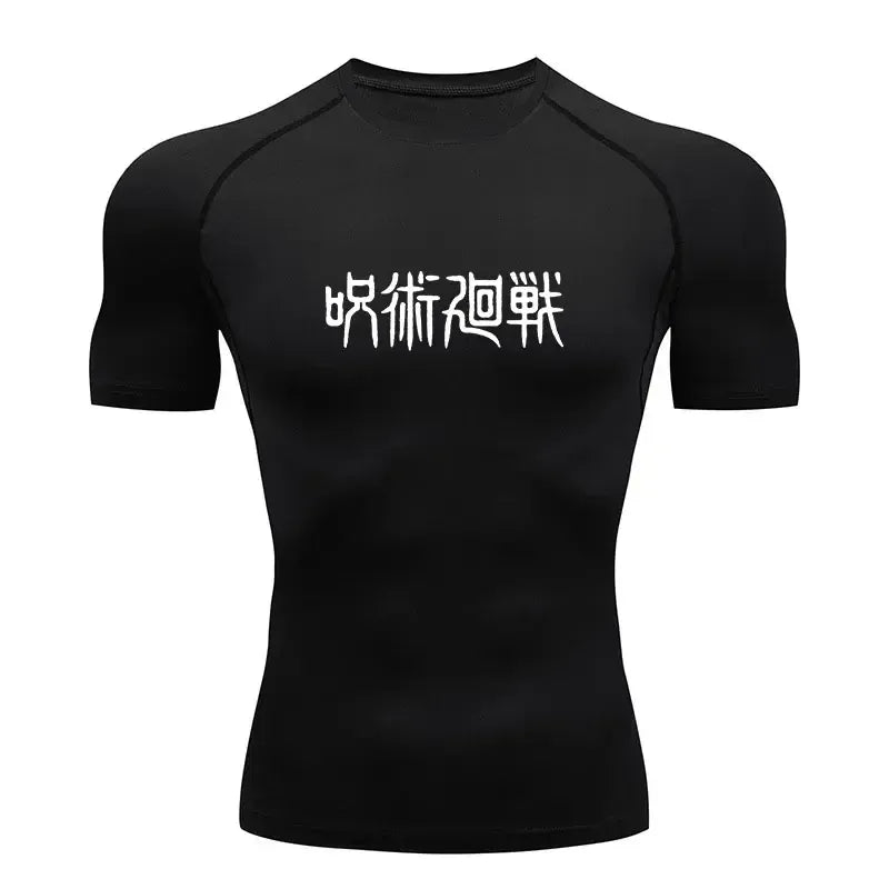 Black10-ZHOUK018D / S Anime Jujutsu Kaisen Compression Shirts /Fitness Gym T-shirt