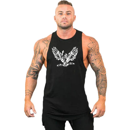 Black11 / S New Cotton Workout Gym Tank Top / Mens Muscle Sleeveless Sportswear Shirt