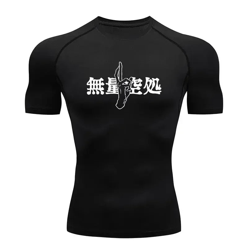Black12-ZHOUH046E / S Anime Jujutsu Kaisen Compression Shirts /Fitness Gym T-shirt