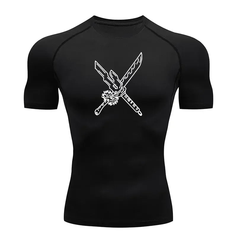 Black15-ZHOUH213C / S Anime Jujutsu Kaisen Compression Shirts /Fitness Gym T-shirt