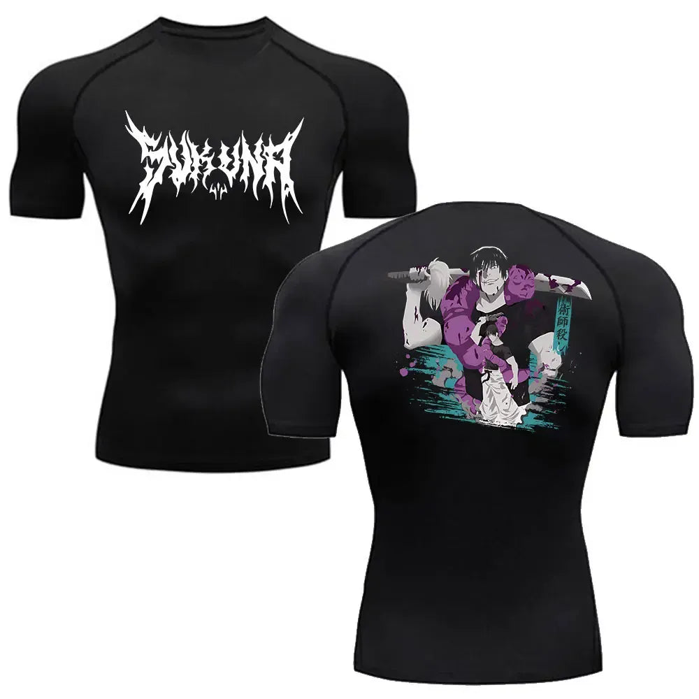 Black2-ZHOUH403C / S Anime Jujutsu Kaisen Compression Shirts /Fitness Gym T-shirt