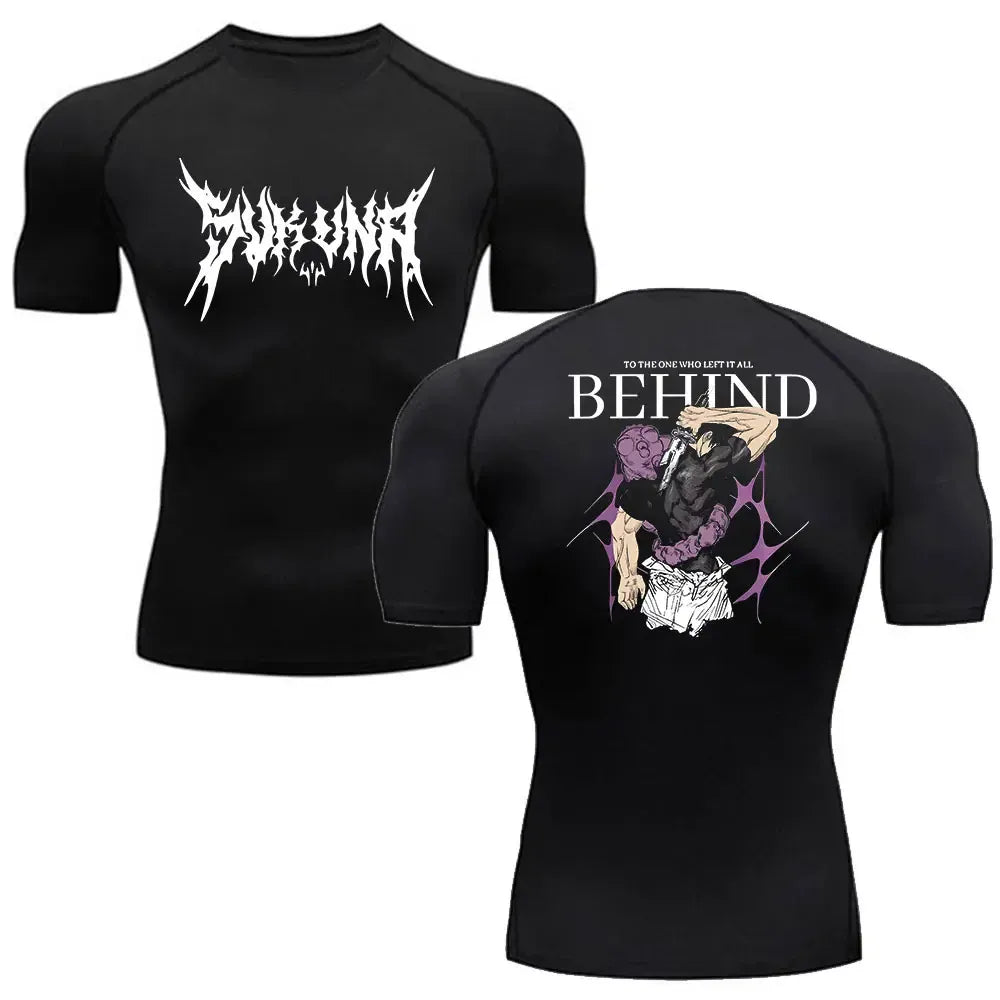 Black3-ZHOUH403C / S Anime Jujutsu Kaisen Compression Shirts /Fitness Gym T-shirt