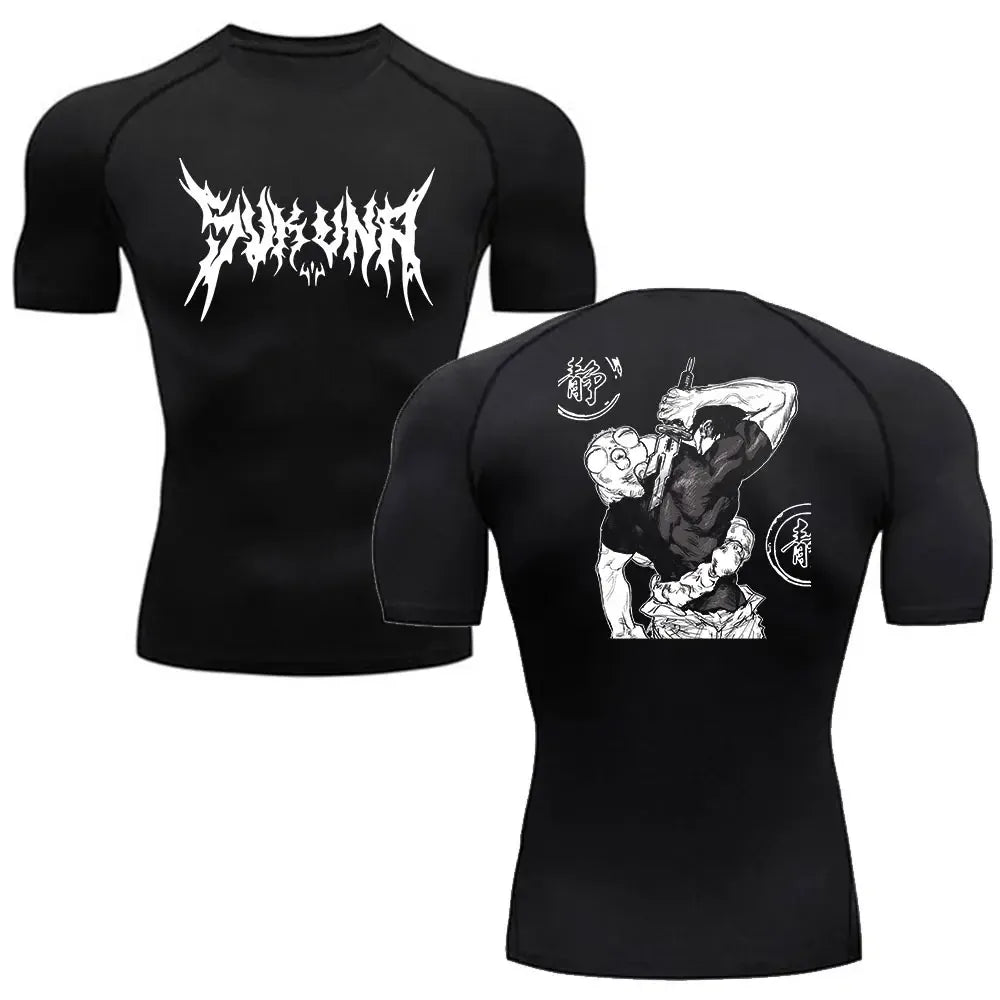 Black4-ZHOUH403C / S Anime Jujutsu Kaisen Compression Shirts /Fitness Gym T-shirt