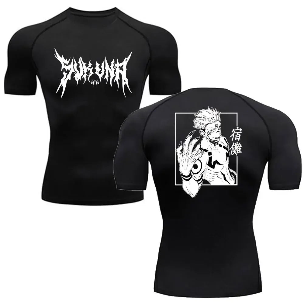 Black8-ZHOUH403C / S Anime Jujutsu Kaisen Compression Shirts /Fitness Gym T-shirt