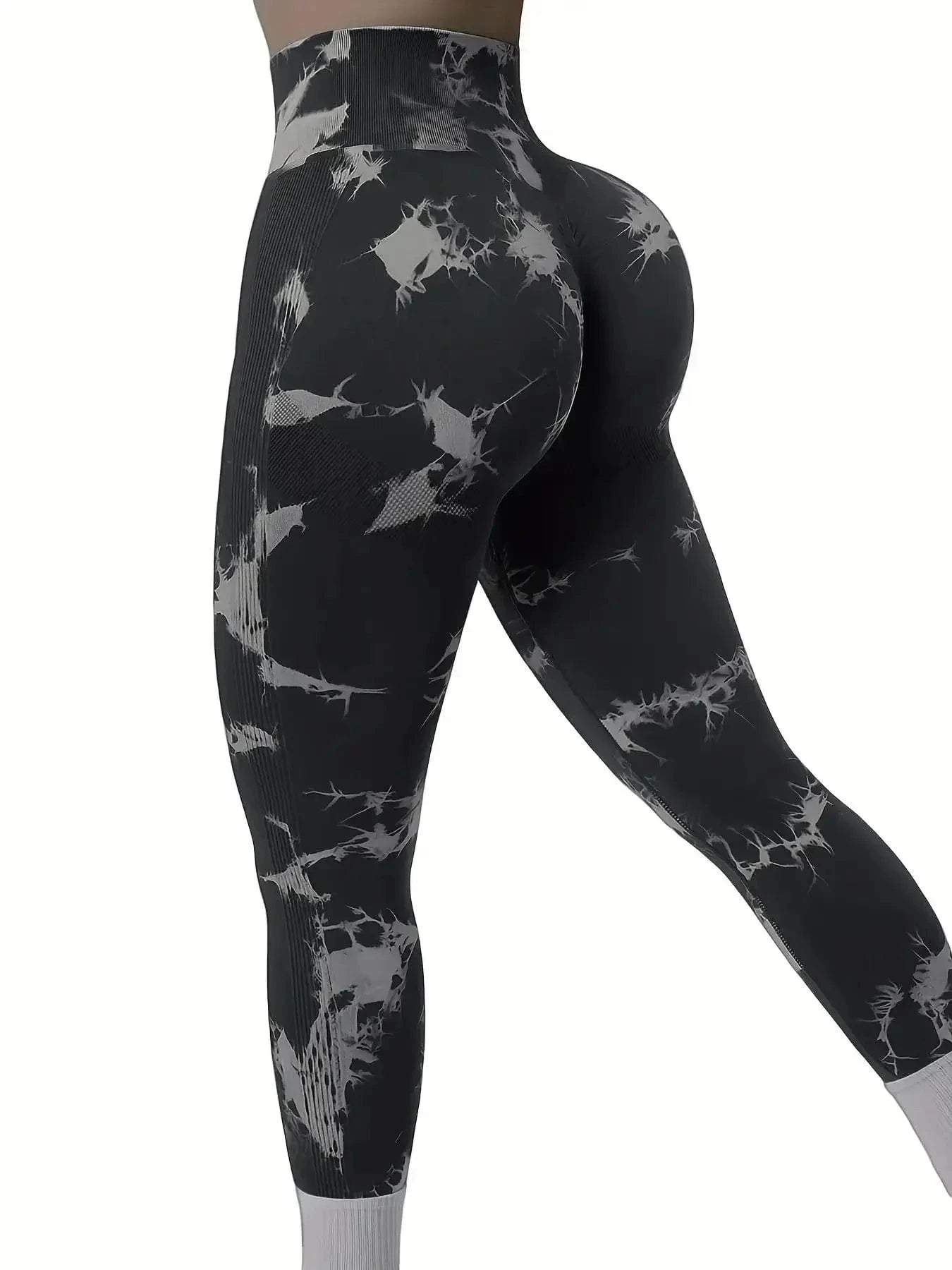 BlackWhite / XL 73-94KG Victorious Romulus Radiance Tie-Dye Seamless Leggings