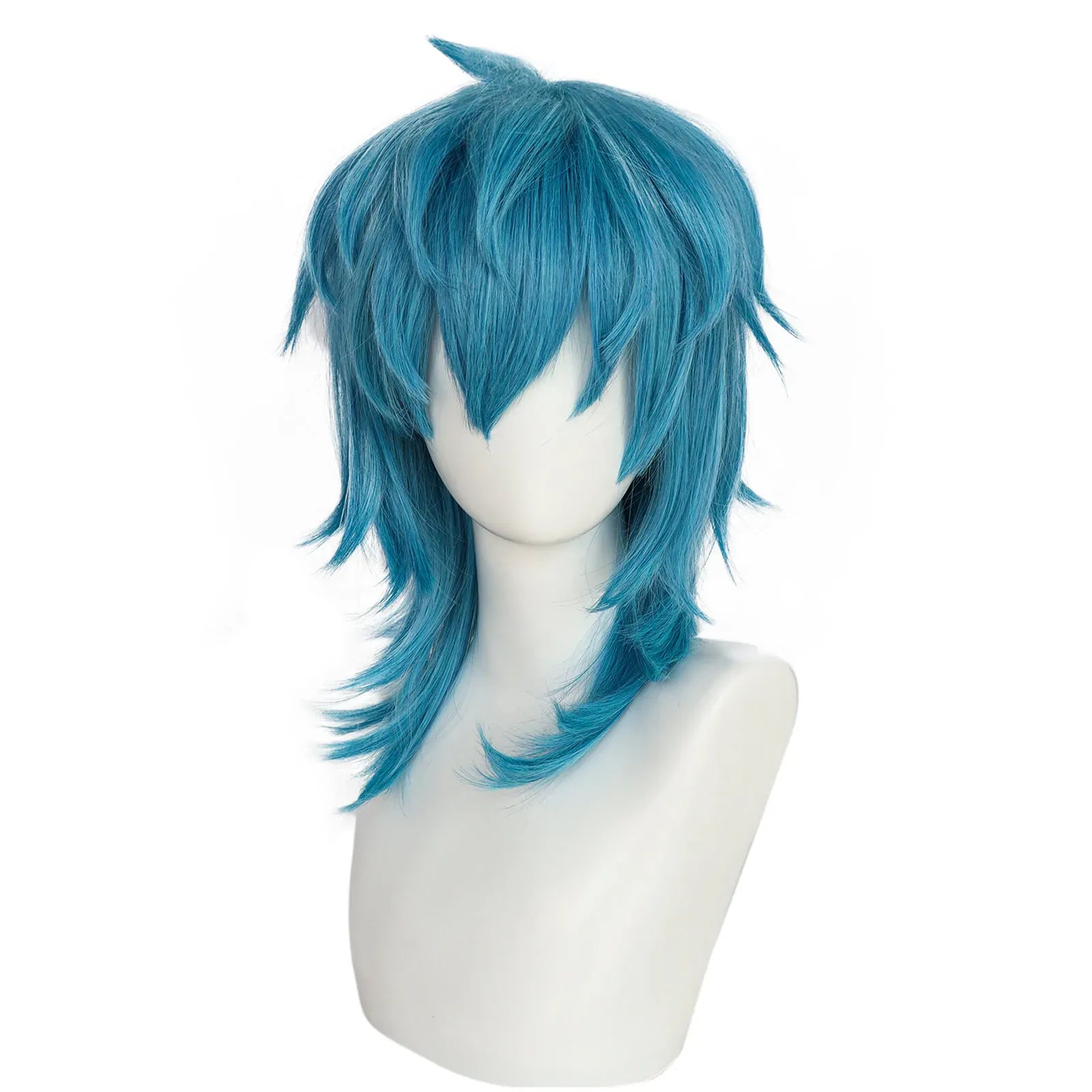 Blue / 16inches Synthetic Medium Length Wig/ Straight Blue Sally Face Cosplay