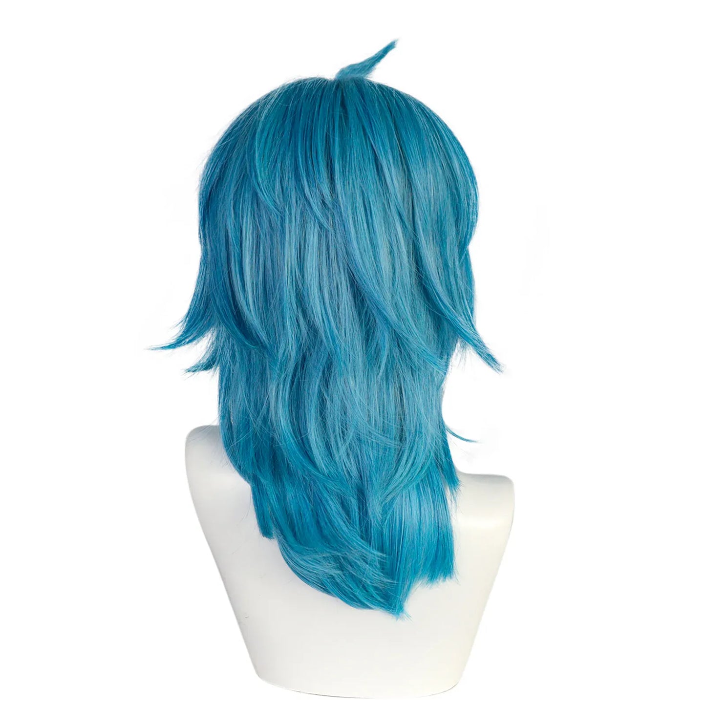 Blue / 16inches Synthetic Medium Length Wig/ Straight Blue Sally Face Cosplay