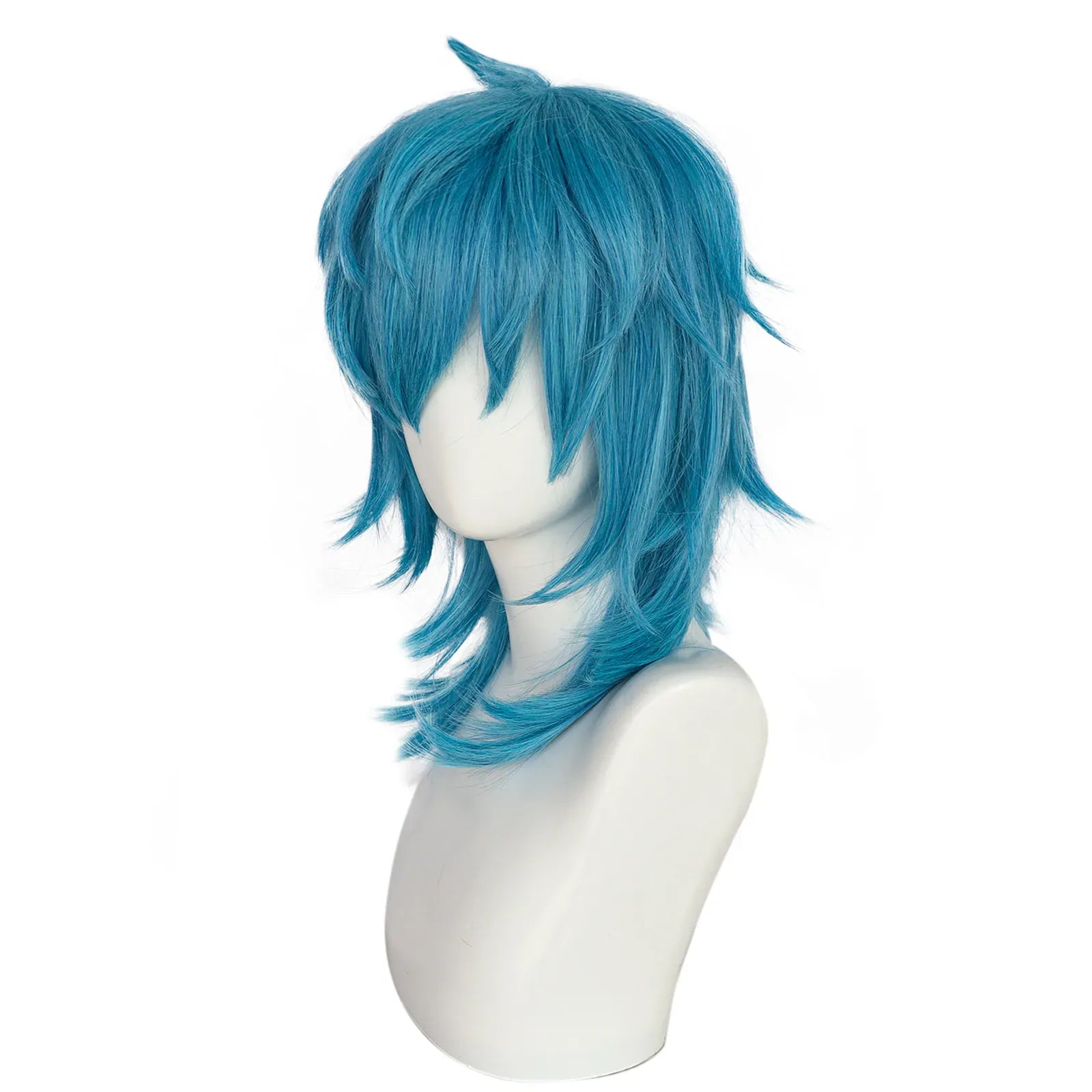 Blue / 16inches Synthetic Medium Length Wig/ Straight Blue Sally Face Cosplay