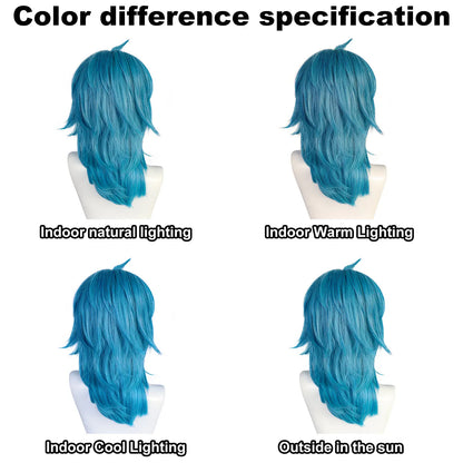 Blue / 16inches Synthetic Medium Length Wig/ Straight Blue Sally Face Cosplay