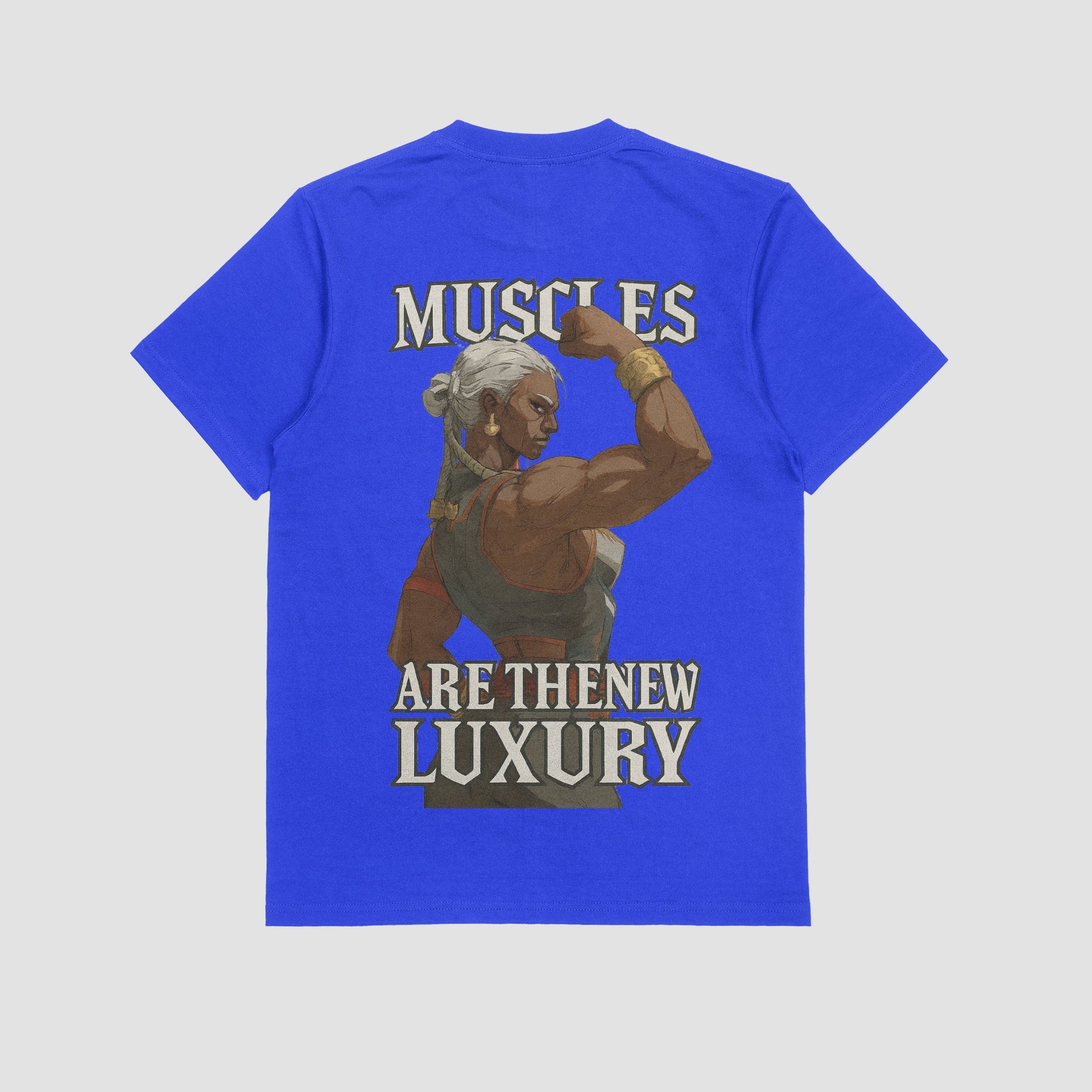 Blue / M Ambessa "Muscles are the new luxury" Gym T-shirt (Oversized)