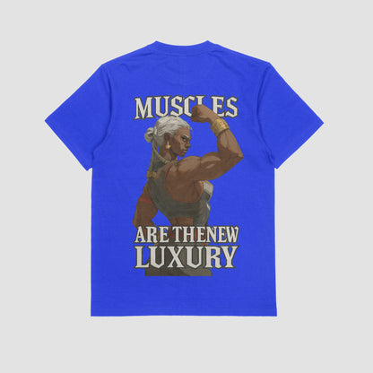 Blue / M Ambessa "Muscles are the new luxury" Gym T-shirt (Oversized)
