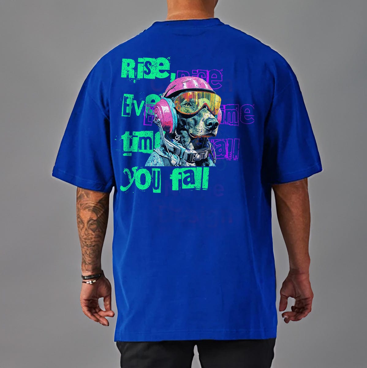 Blue / M Oversize Gym T-shirt "Rise every time you fall"