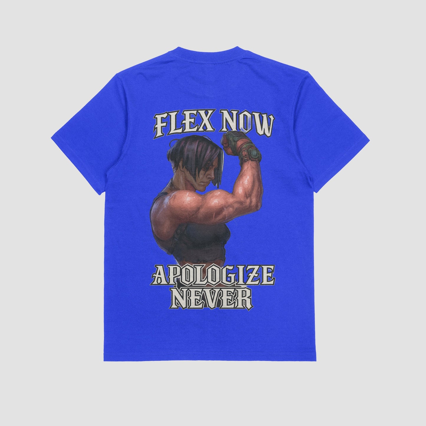 Blue / M Sevika "Flex Now, Appologize Never" Gym T-shirt (Oversized)