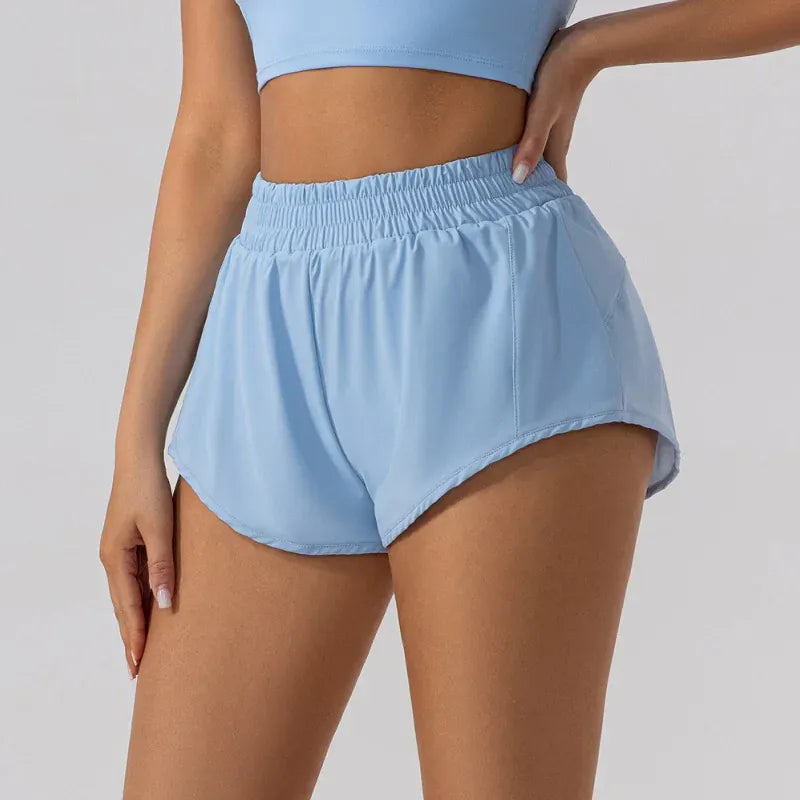 Blue / S 4 Fitness Low Waist 2.5 Inch Shorts Women (Victorious FluxNet Shorts)