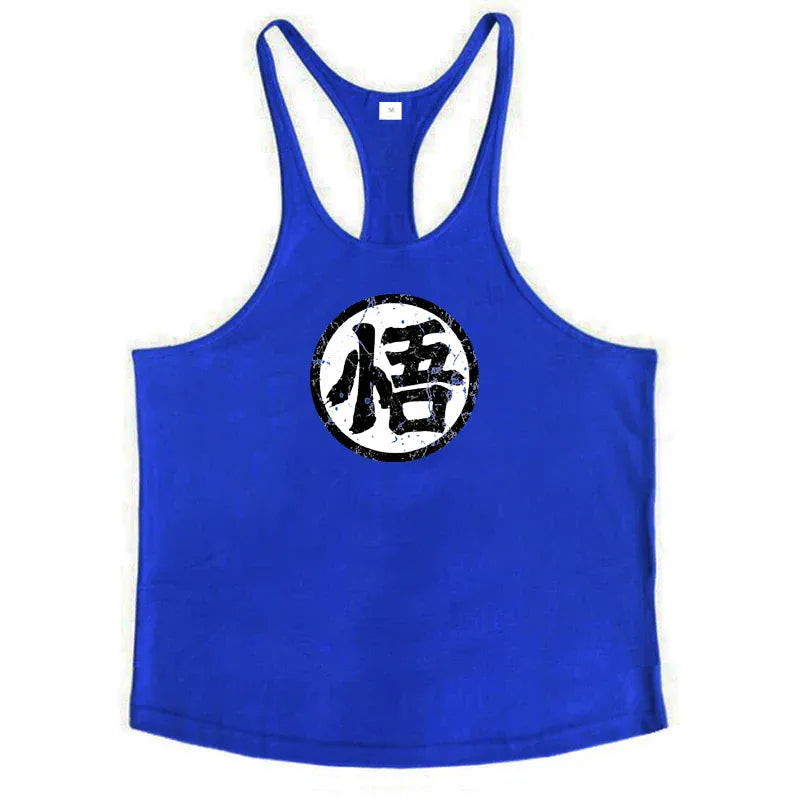 Blue / S Gym Fitness Bodybuilding Tank Top/ Mens Sleeveless Y-back Tank Tops