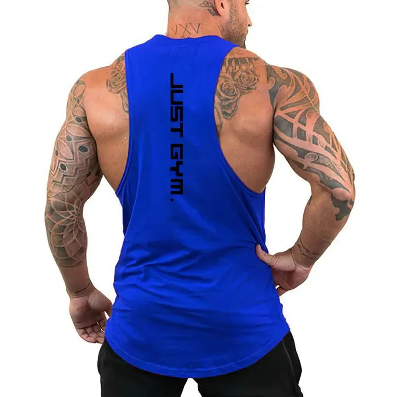 Blue / S Men's Workout Muscle Tank Top/ Bodybuilding Gym Tank Top