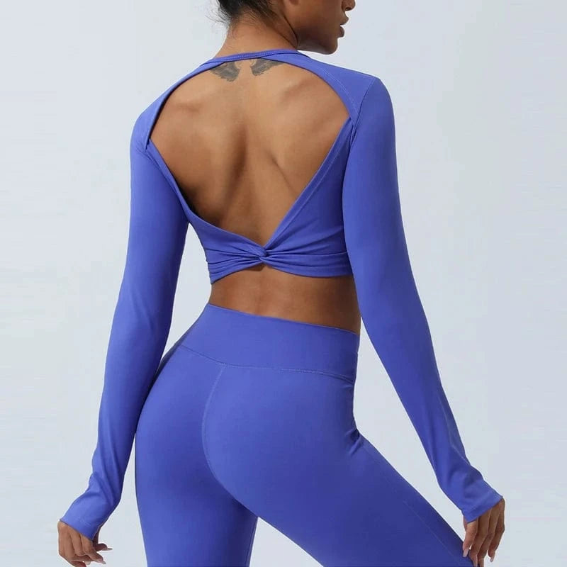 Blue / S Victorious Artemis Running Top - Women's Back-Cross & Long Sleeve Gym Wear