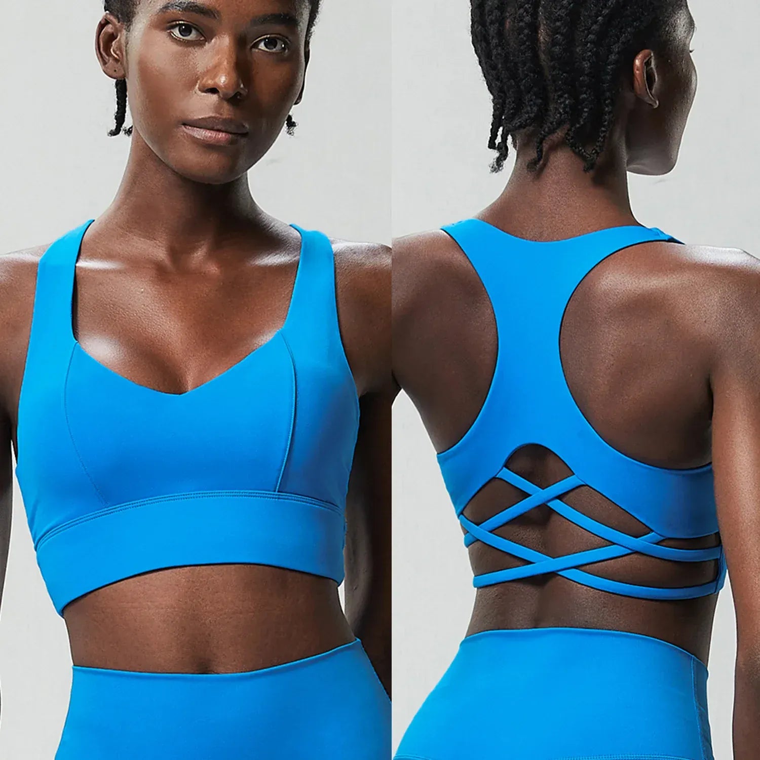 Blue / S Yoga Bra Buttery Soft Top/ High Impact Gym Bra (Victorious AthleCode)