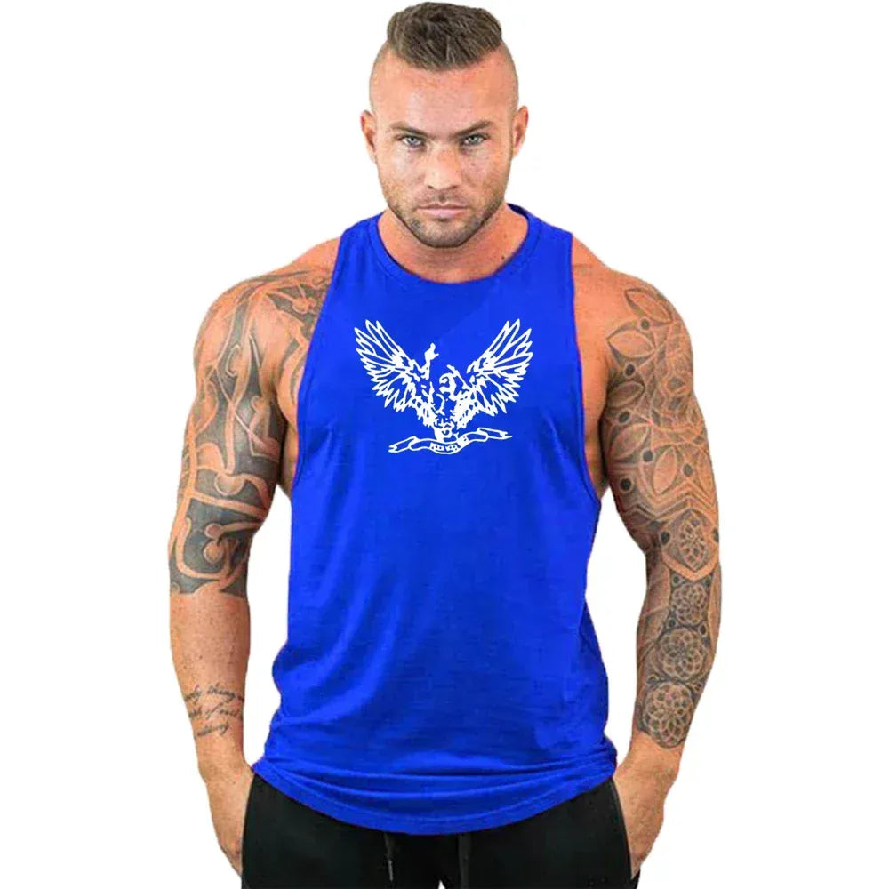 blue16 / S Workout Gym Tank Top /Mens Muscle Sleeveless Sportswear Shirt / Bodybuilding