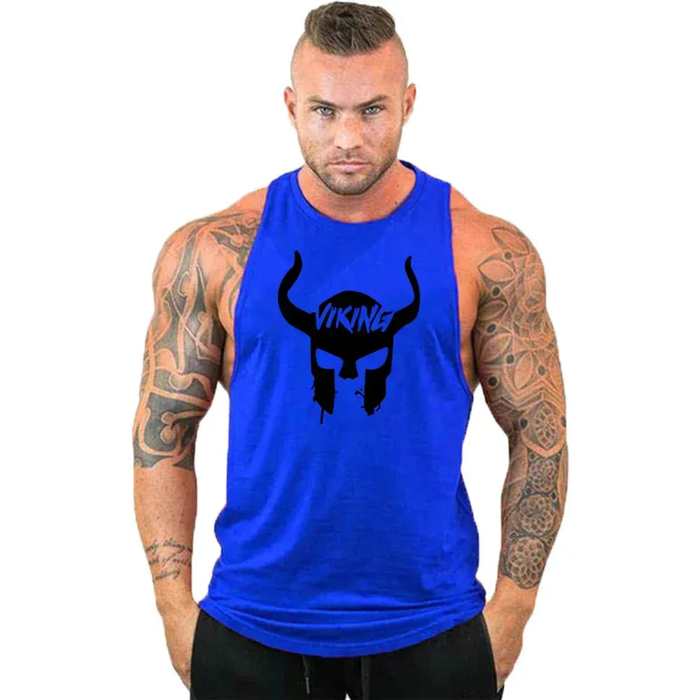 blue25 / S Workout Gym Tank Top /Mens Muscle Sleeveless Sportswear Shirt / Bodybuilding