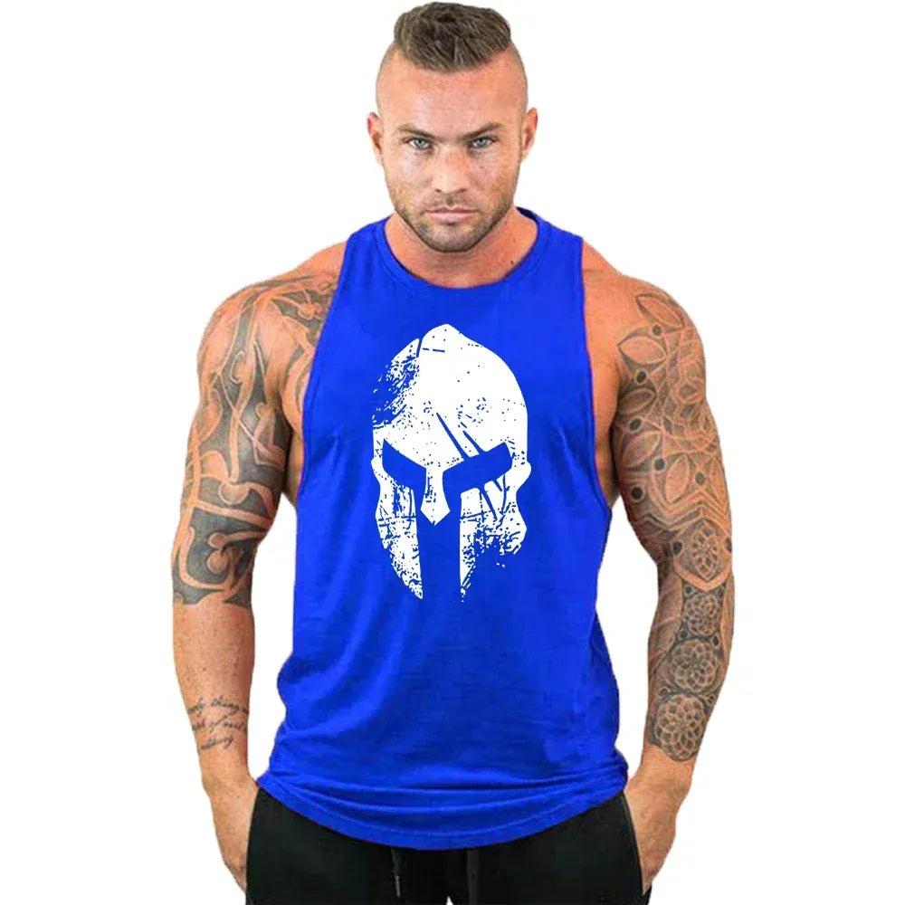 Blue6 / S New Cotton Workout Gym Tank Top / Mens Muscle Sleeveless Sportswear Shirt