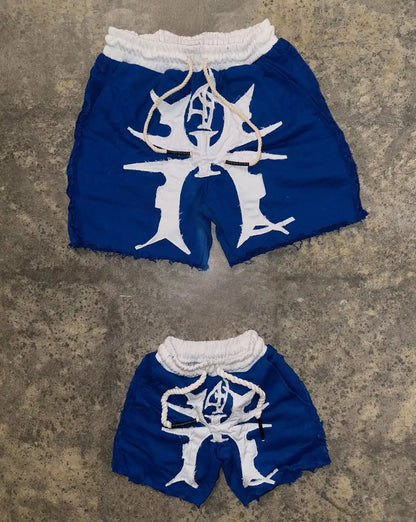 Unisex Gym Shorts Embroidered Gothic Grunge