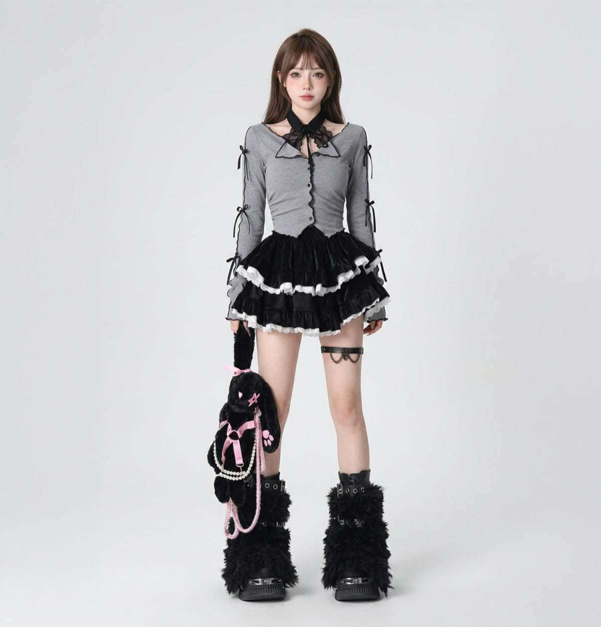 Bow Tie Gothic Skirt and Top Set / 2 Piece Set