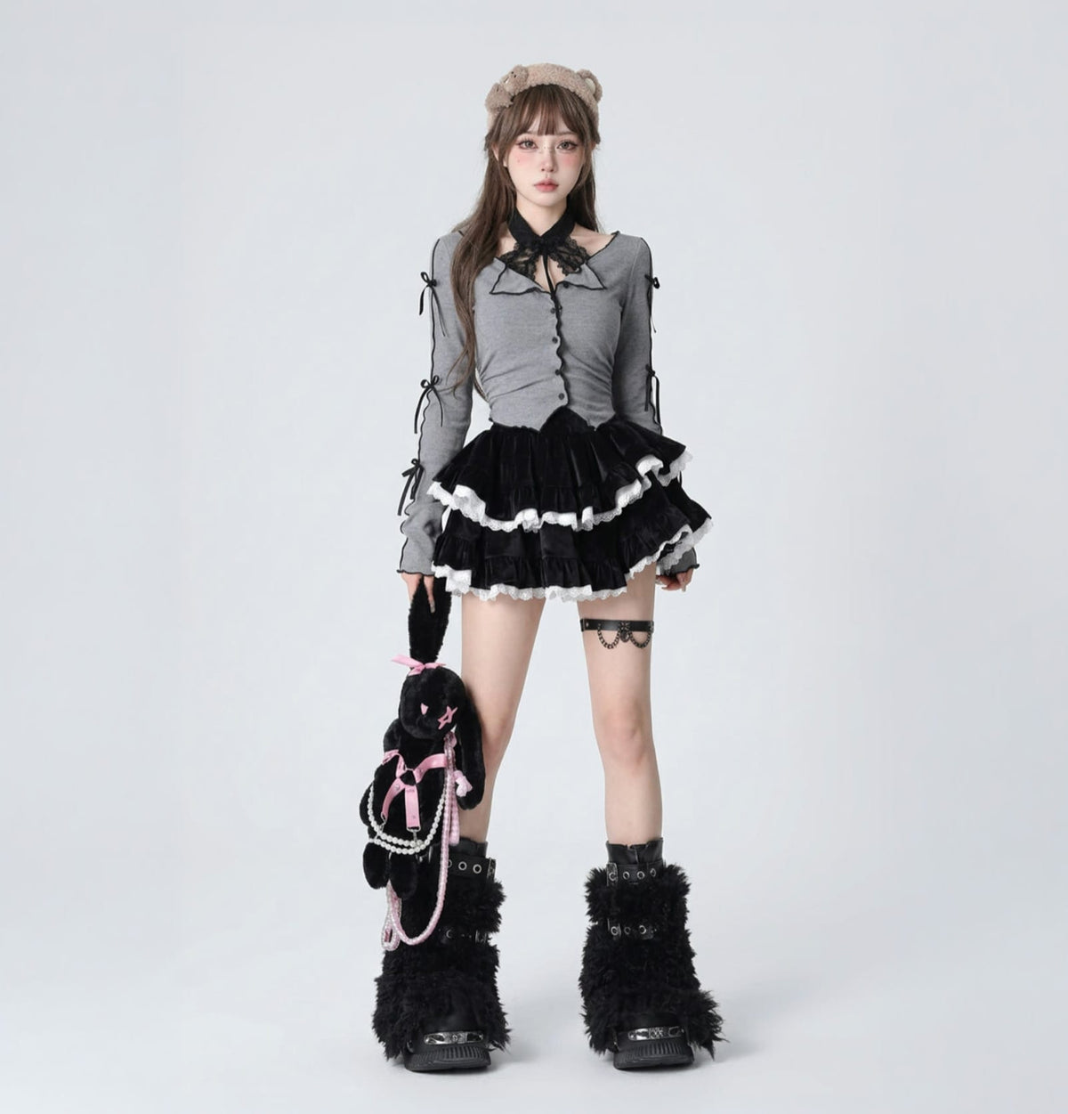 Bow Tie Gothic Skirt and Top Set / 2 Piece Set