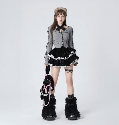 Bow Tie Gothic Skirt and Top Set / 2 Piece Set