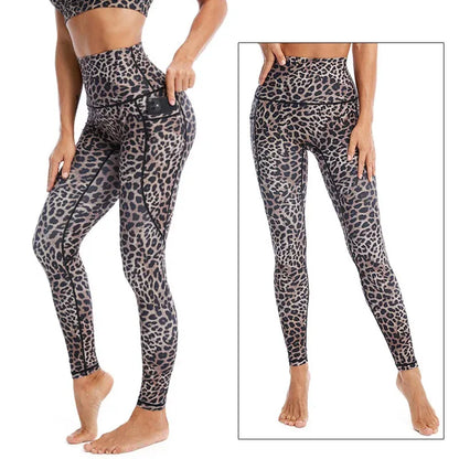 Brown Leopard / S Camo Yoga Leggings with Pocket/ For Running, Lifting, Yoga (Victoria Dreamland)