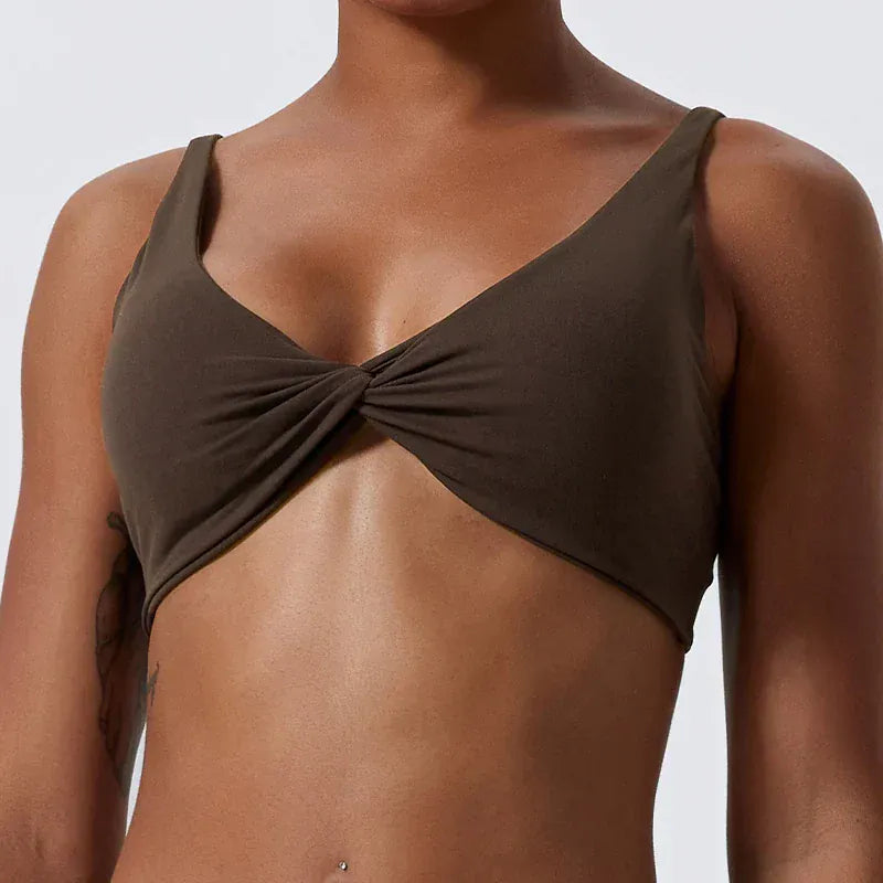 Brown / S Victorious Shieldmaiden V-cut Sports Bra
