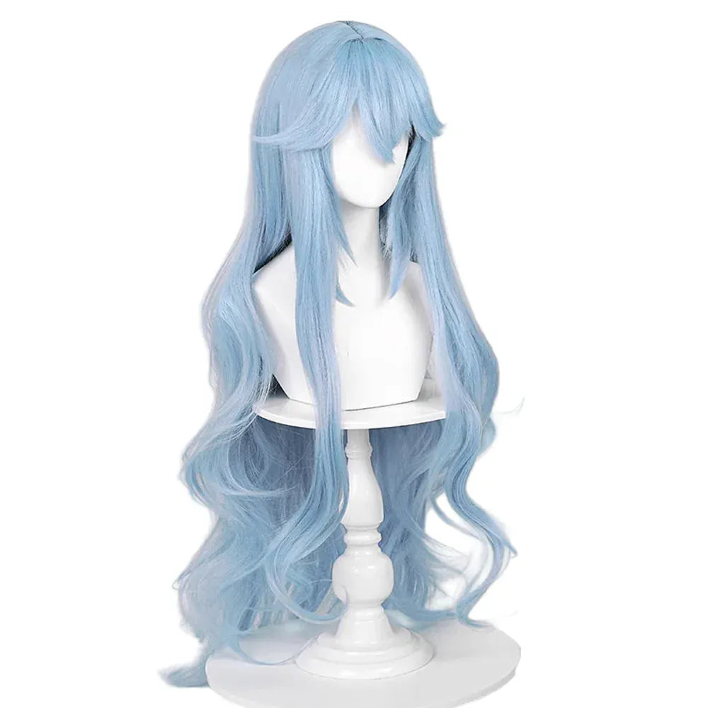 Bue Long Wavy Synthetic Blue Women Wig / Anime Game Cosplay Heat Resistant