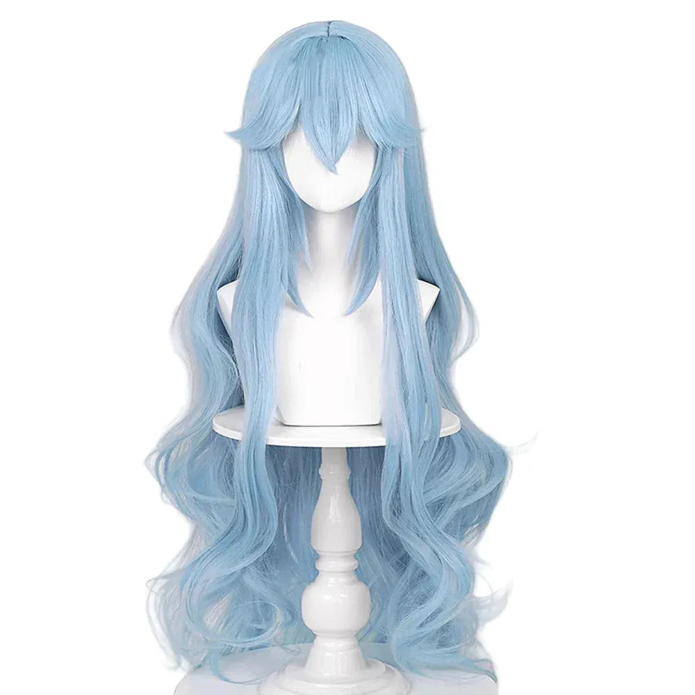 Bue Long Wavy Synthetic Blue Women Wig / Anime Game Cosplay Heat Resistant