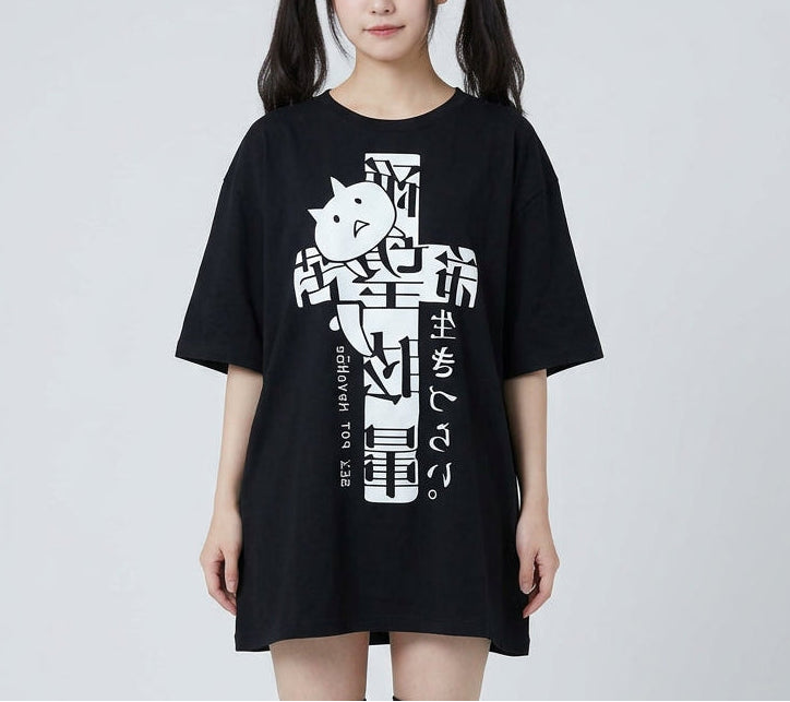 Bug Girl Harajuku T-shirt Printed Short Sleeve Casual T-shirt Fashion Subculture Solid Color Individual Summer Autumn Top