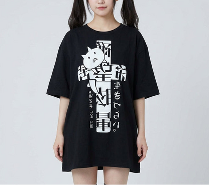 Bug Girl Harajuku T-shirt Printed Short Sleeve Casual T-shirt Fashion Subculture Solid Color Individual Summer Autumn Top