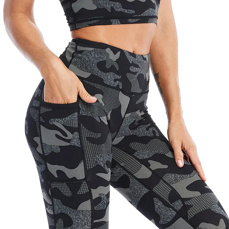 Camo Yoga Leggings with Pocket/ For Running, Lifting, Yoga (Victoria Dreamland)