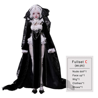 Cassandra Fullset C BJD Doll 1/4 Cassandra Fullset C Bariy Big Chest Body Demon Goat Horn Nun Satanic Evil Theme Resin Figure Shugafairy