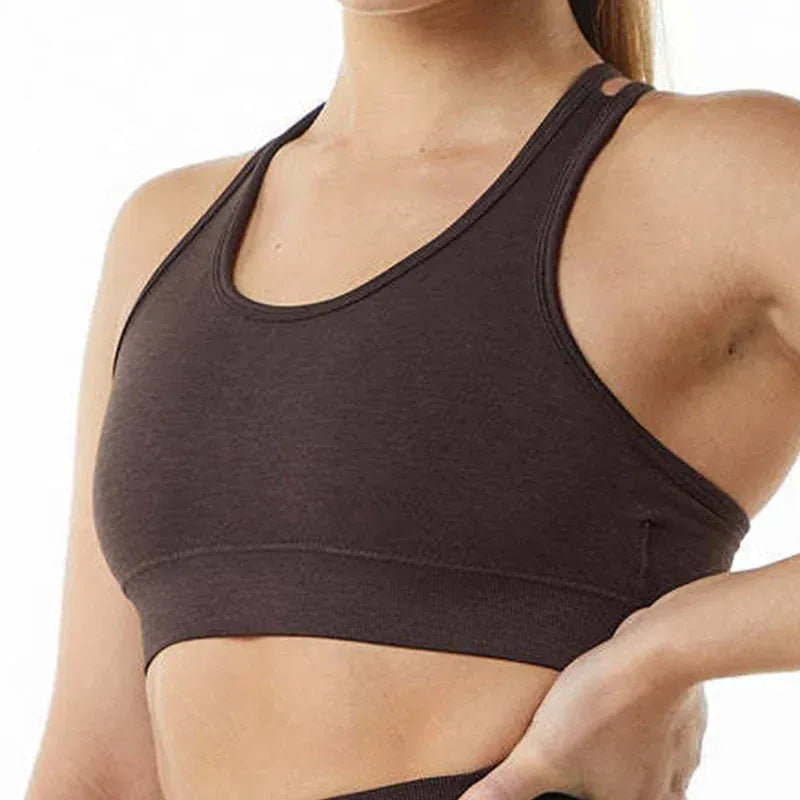 Chocolate / S Criss Cross Padded Sport Bra (Victorious Quantum Drive Bra)