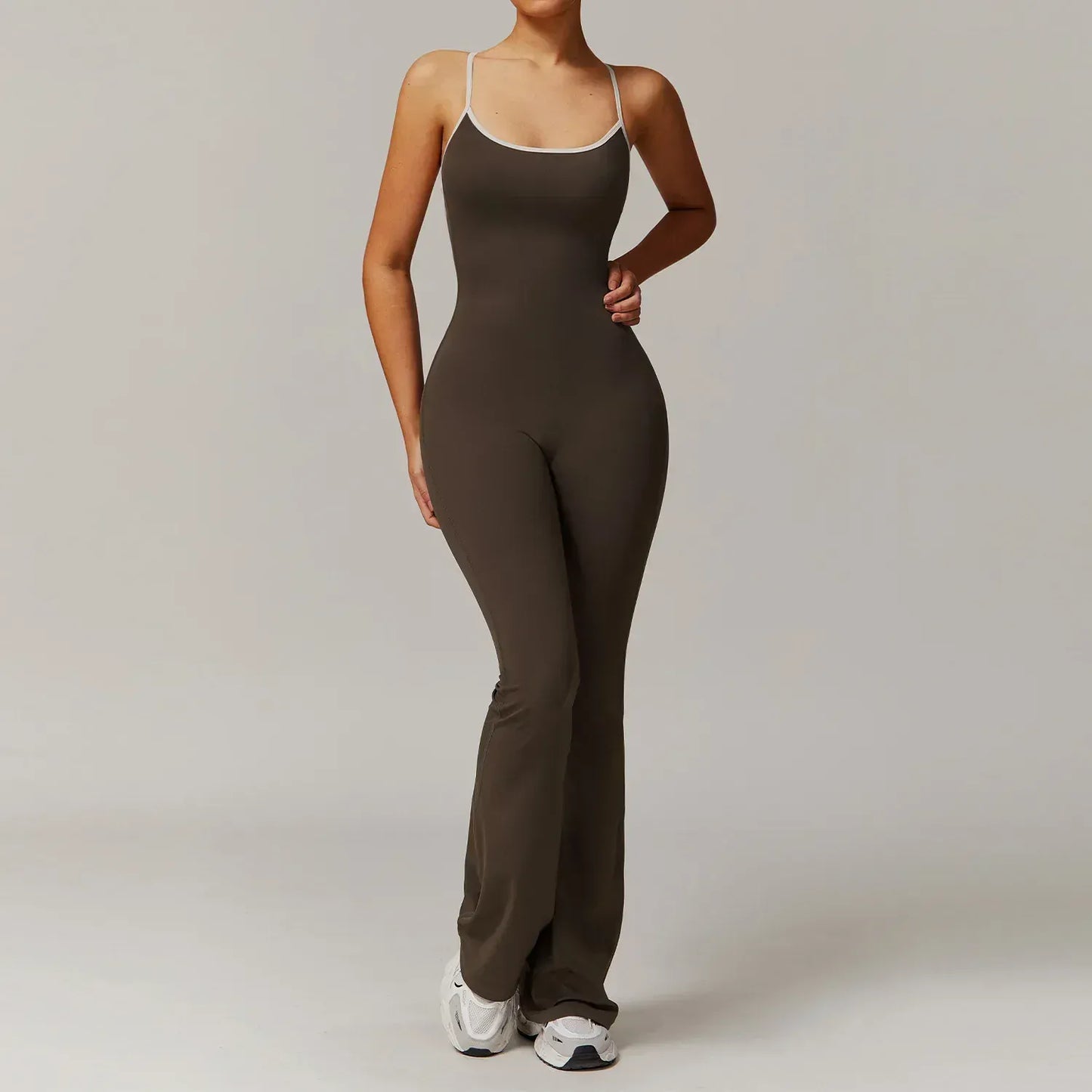 Coffee / S 45-55KG V Jumpsuit Gym Set Women Training Yoga Suit (Victorious Io Ignite Leggings)