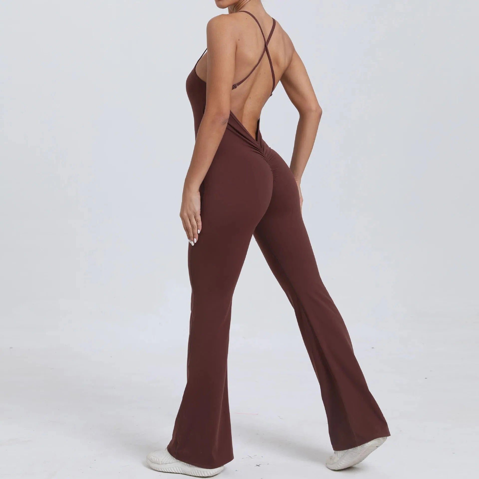 Coffee / S Victorious BalanceFlow V Back Bodysuits