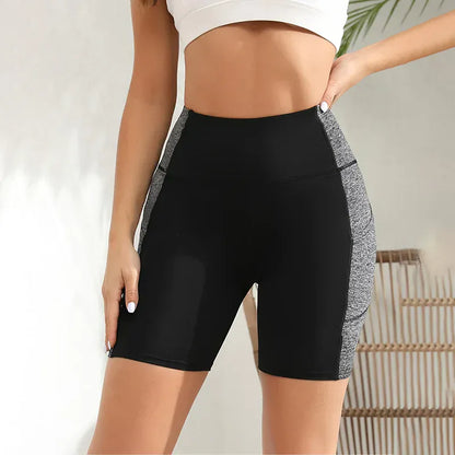 Color blocked High Waist Yoga Shorts (Victorious Pulse Hive Shorts)