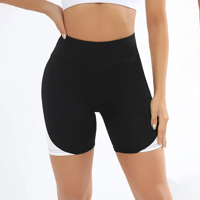 Color blocked High Waist Yoga Shorts (Victorious Pulse Hive Shorts)